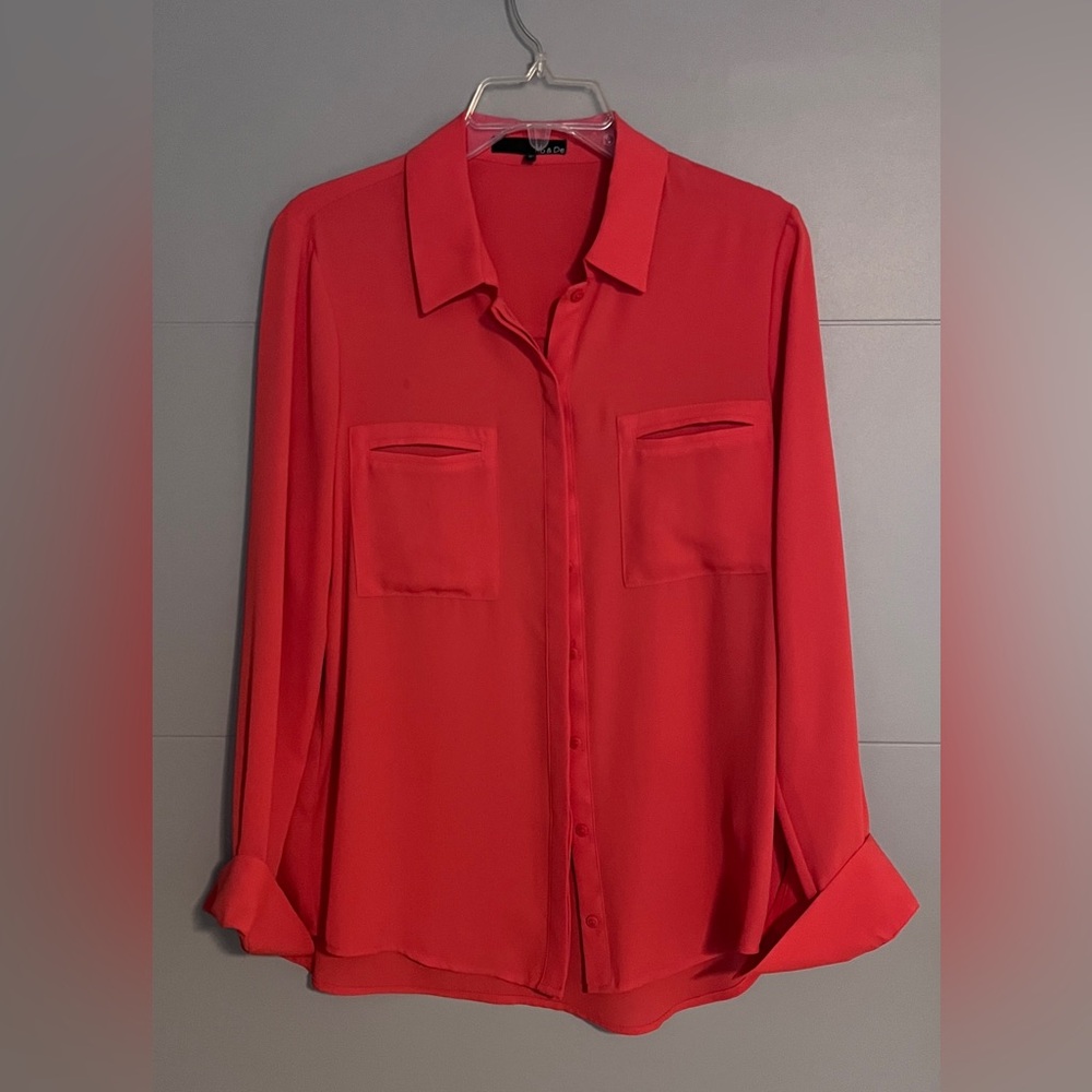 Orange Button Down Blouse